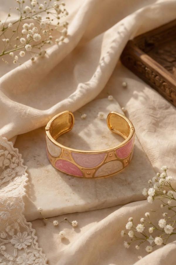 Gemini_Generated_Image_migl21migl21migl Elegant Pastel Marbled Enamel Gold-Plated Cuff Bracelet
