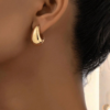 Elegant Polished Gold Domed Huggie Hoop Earring