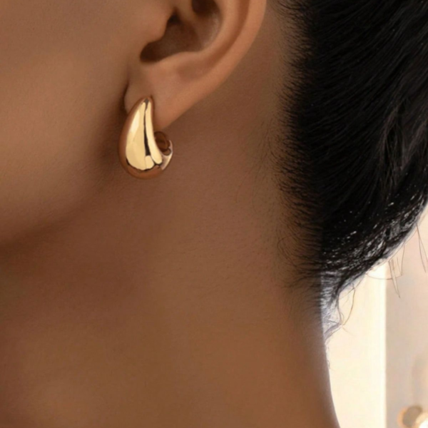 Elegant Polished Gold Domed Huggie Hoop Earring