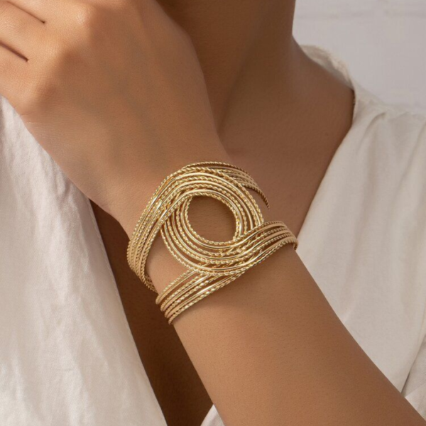Untitled design (9) Magnificent Multi-Strand Twisted Rope Gold Open Cuff Bracelet