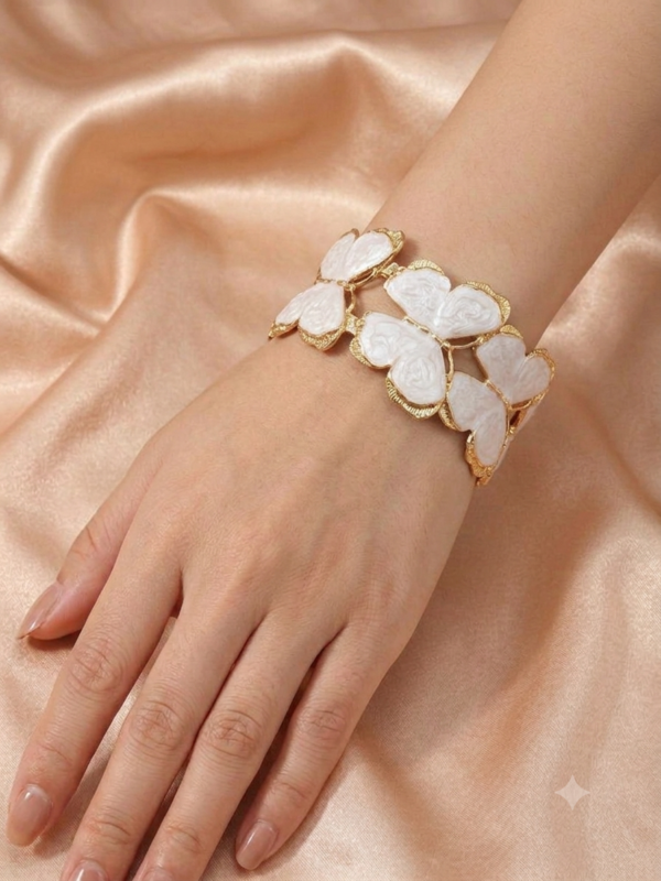 Elegant Butterfly Gold Hinged Cuff Bracelet