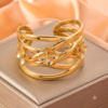 Untitled design (16) Elegant Leaf Abstract Enamel Gold Hinged Cuff Bracelet