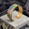 Untitled design (3) Pastel Geometric Marbled Enamel Gold Hinged Cuff Bracelet