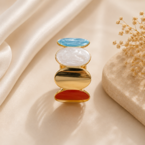 earings Elegant Marbled Enamel Gold Hinged Cuff Bracelet