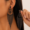Dramatic Geometric Black Crystal Chandelier Dangle Earrings