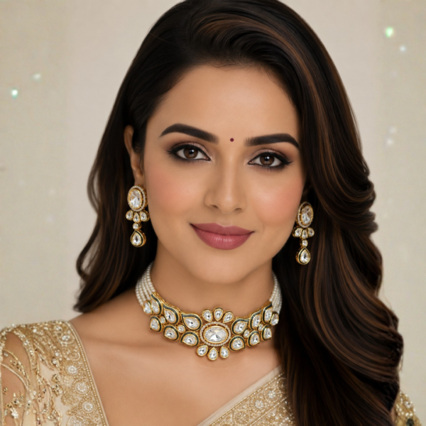 Luxury Kundan Choker Necklace Set with Matching Earrings | Bridal & Party Wear Jewelry