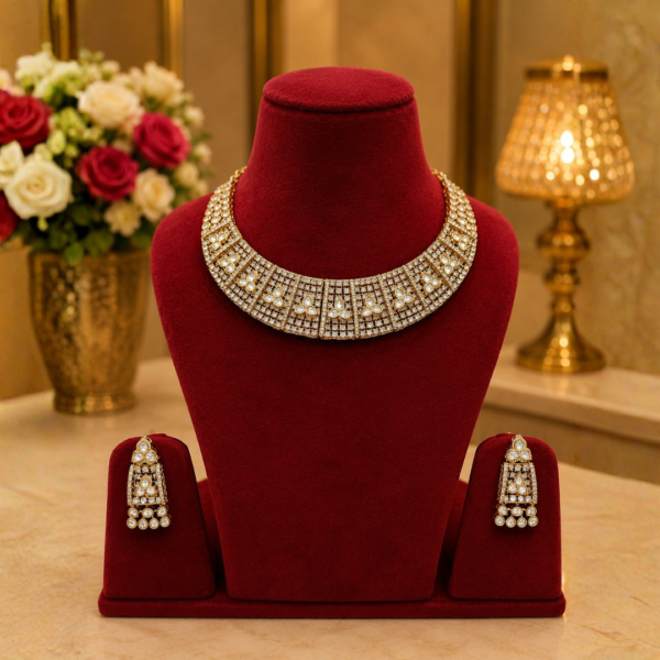 Untitled design (15) Royal Gold-Plated Full Kundan Choker Necklace Set with Matching Jhumka Earrings