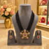 Untitled design (17) Royal Multi-Layered Black Beads Mala with Pastel Pink Stone & Elephant Motif Pendant