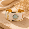 Untitled design - 2026-06-18T135024.128 Gold Plated Ocean Theme Enamel Cuff Bracelet for Women | Seashell & Seahorse Designer Open Cuff | Luxury Statement Jewelry