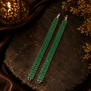 Green Crystal Tennis Bracelet for Women | Silver Plated Emerald Look Bracelet | Elegant Party Jewelry
