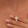 Gold Plated Floral Pearl Pendant Necklace & Stud Earrings Set for Women | Elegant Jewelry Gift Set