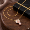 Gold Plated Floral Pearl Pendant Necklace & Stud Earrings Set for Women | Elegant Jewelry Gift Set