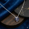 Silver Plated Blue Sapphire Flower Pendant Necklace for Women | CZ Floral Statement Necklace | Elegant Party Jewelry