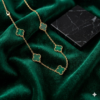 Gold Plated Green Clover Station Necklace for Women | Lucky Clover Charm Necklace | Elegant Minimalist Chain Necklace