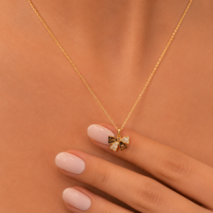 Untitled design - 2026-06-18T155004.726 Gold Plated Crystal Bow Pendant Necklace for Women | Elegant Bow Charm Necklace | Minimalist Fashion Jewelry