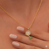 Gold Plated Daisy Flower & Bee Pendant Necklace for Women | Crystal Floral Necklace | Nature Inspired Pendant Jewelry