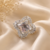 Untitled design - 2026-06-19T134319.729 Silver Plated Princess Cut Crystal Statement Ring for Women | Luxury CZ Cocktail Ring | Adjustable Fashion Ring