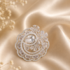 Luxury Silver Crystal Floral Heart Brooch for Women | Cubic Zirconia Designer Brooch Pin | Elegant Wedding & Party Brooch