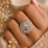 Untitled design - 2026-06-19T135313.580 Luxury Silver Floral Statement Ring for Women | Cubic Zirconia Crystal Cocktail Ring | Elegant Designer Flower Ring