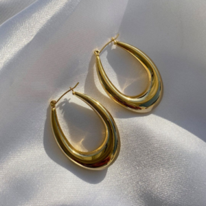 Elegant Wide U-Shape Gold Hoop Earrings