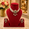 Royal Pearl Kundan Choker Necklace Set with Green Stone – Bridal & Party Wear