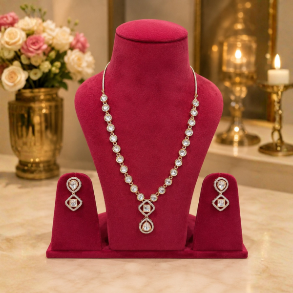 Untitled design (5) Elegant Kundan Pendant Necklace Set with Matching Earrings – Lightweight Party & Festive Wear