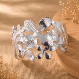 Untitled design (50) Silver Floral Cuff Bracelet for Women | Elegant Open Bangle | Statement Fashion Jewelry