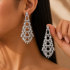 Silver Plated CZ Waterfall Chandelier Earrings for Women | Luxury Crystal Party & Wedding Wear Earrings