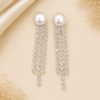 Untitled design (62) Silver Plated Pearl & CZ Tassel Drop Earrings for Women | Luxury Statement Party & Wedding Wear Earrings