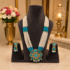 Untitled design (7) Royal Turquoise Pearl Necklace Set with Statement Pendant – Designer Wedding & Party Wear Jewellery