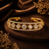 Gold Plated CZ Open Cuff Bracelet for Women | Luxury Crystal Statement Bangle | Party & Wedding Wear