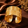 Untitled design (75) Gold Plated Wide Textured Cuff Bracelet for Women | Statement Open Bangle | Luxury Fashion Jewelry
