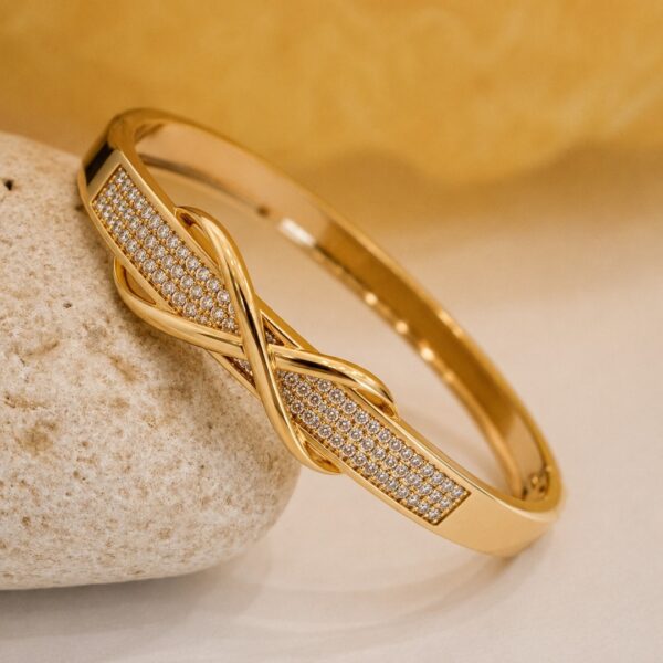 Gold Plated Infinity CZ Bracelet for Women | Luxury Crystal Bangle | Elegant Party & Daily Wear Jewelry