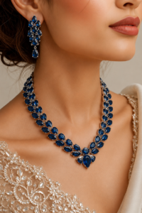 Royal Blue Crystal Statement Necklace Set