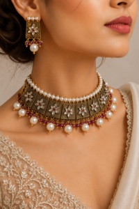 Vintage Pearl Antique Choker Necklace Set