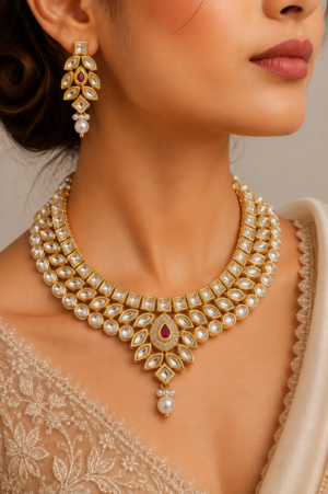 fa65d317-774d-40ba-a83b-d87ff82e950c Royal Pearl Kundan Necklace Set